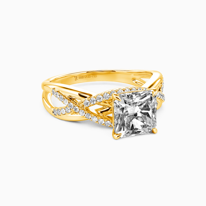 "Destined Duo" Radiant Cut Side Stone Engagement Ring