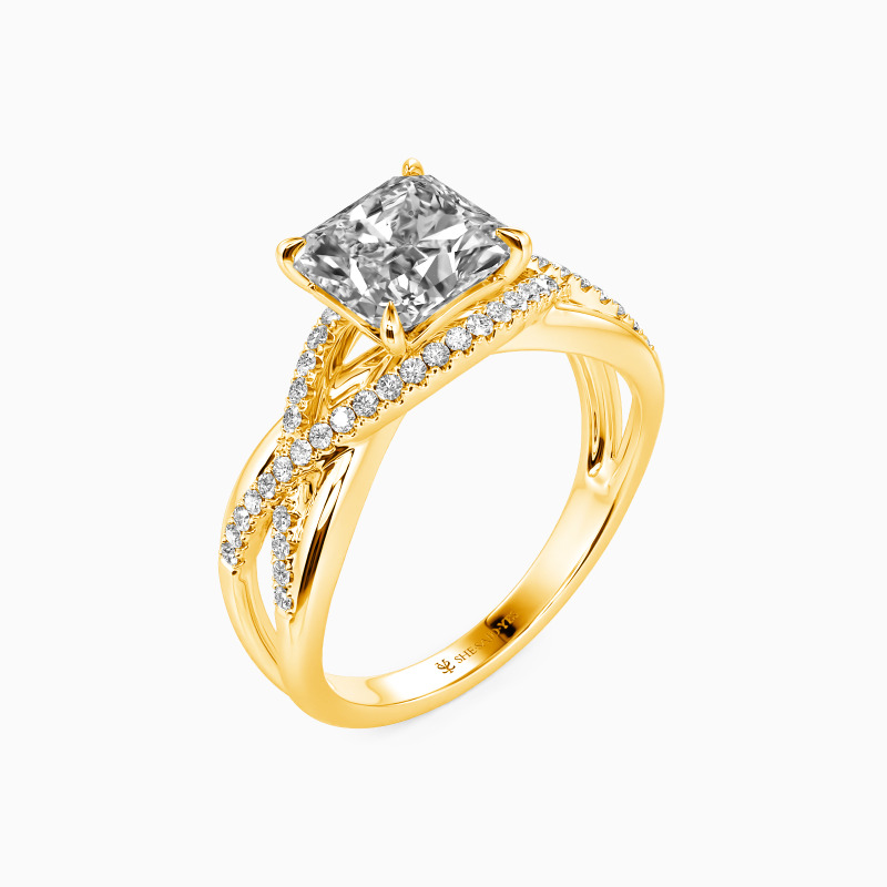 "Destined Duo" Radiant Cut Side Stone Engagement Ring