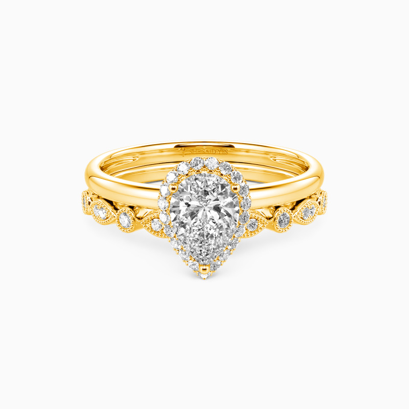 "Mutige Liebe" Pear Cut 2-teiliges Brautset