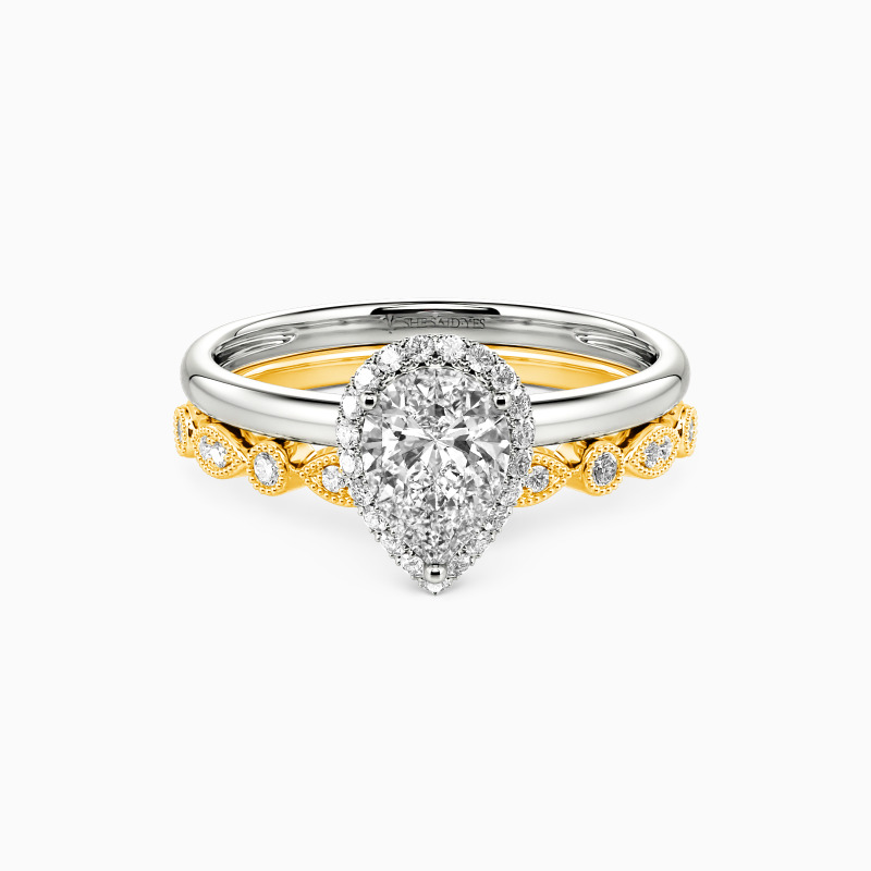 "Brave Love" Pear Cut 2pcs Bridal Set