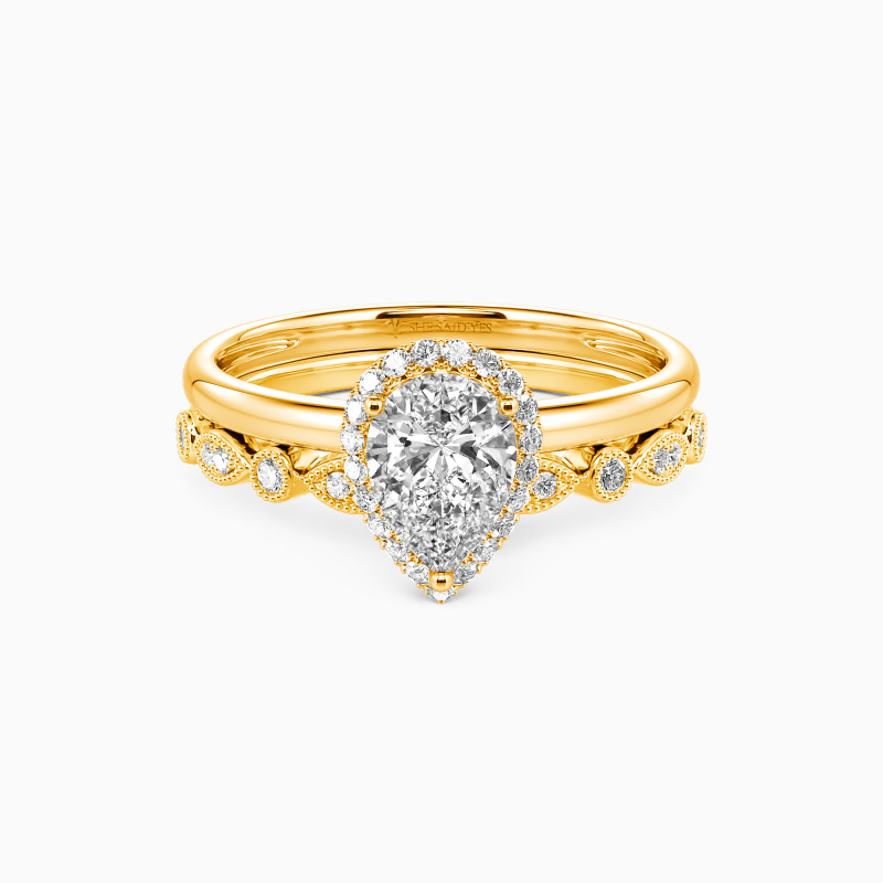 "Brave Love" Pear Cut 2pcs Bridal Set