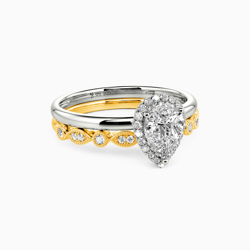"Brave Love" Pear Cut 2pcs Bridal Set