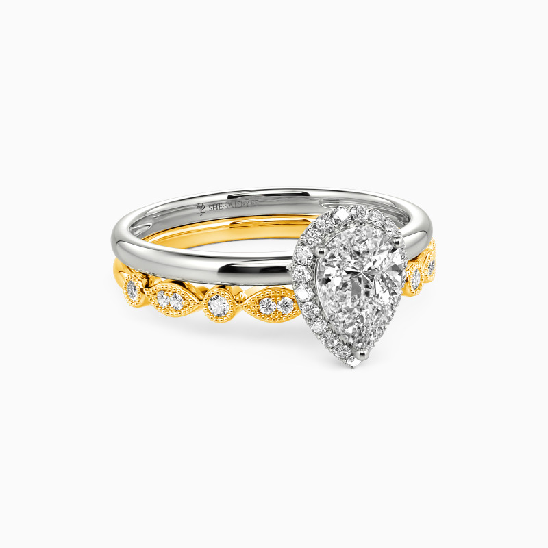 "Brave Love" Pear Cut 2pcs Bridal Set