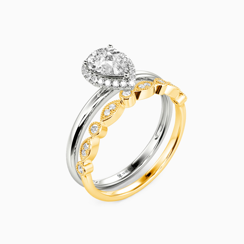 "Brave Love" Pear Cut 2pcs Bridal Set