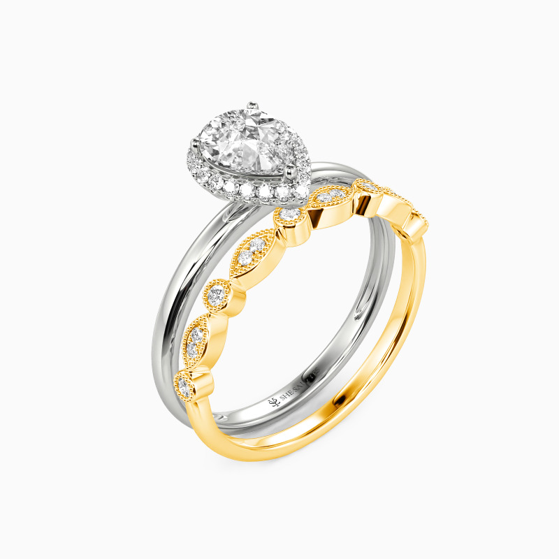 "Brave Love" Pear Cut 2pcs Bridal Set