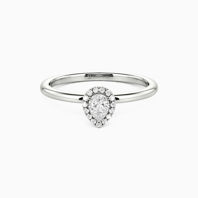 "Brave Love" 0.3ct Pear Cut Halo Engagement Ring