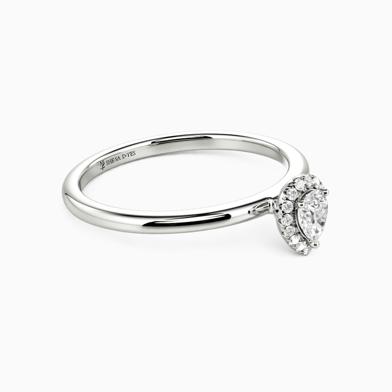 "Mutige Liebe" Halo Verlobungsring 0,3 ct Birnenschliff