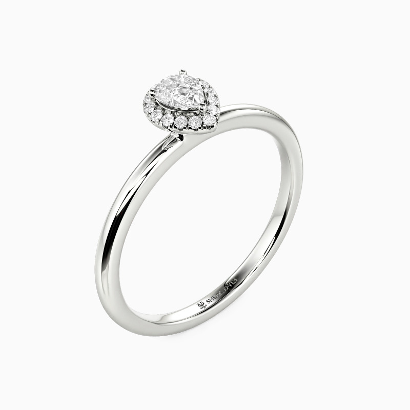 "Mutige Liebe" Halo Verlobungsring 0,3 ct Birnenschliff
