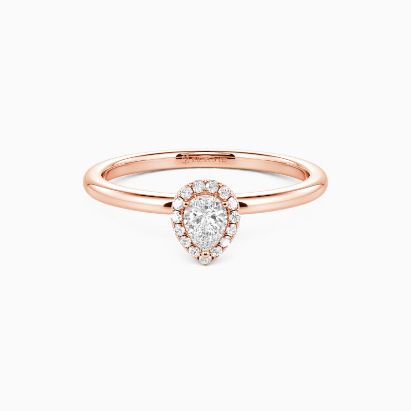 "Mutige Liebe" Halo Verlobungsring 0,5 ct Birnenschliff