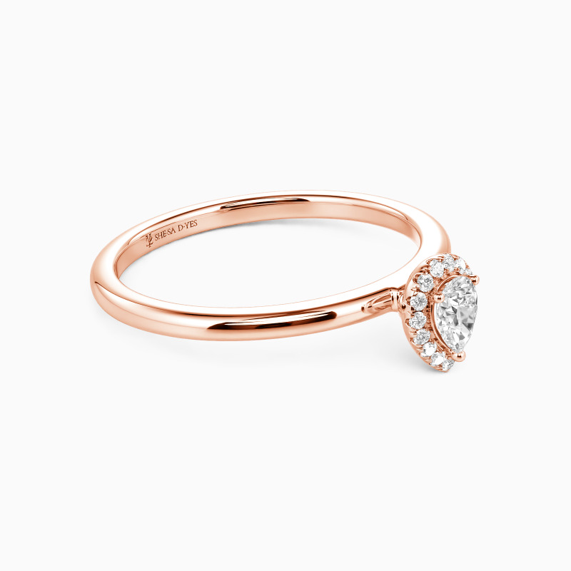 "Mutige Liebe" Halo Verlobungsring 0,5 ct Birnenschliff