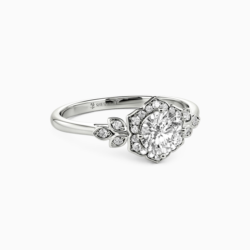 "To The Beautiful You" Round Cut Halo Engagement Ring