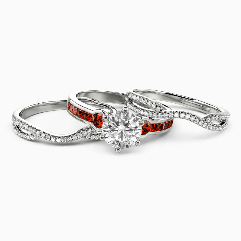 "Seal Your Vows" Round Cut 3pcs Bridal Set