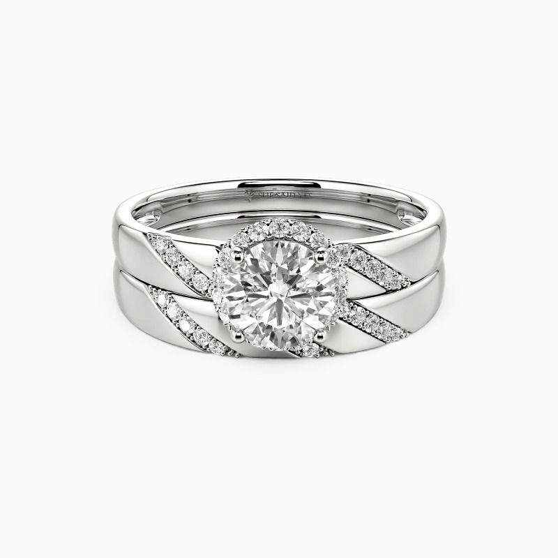 "Everlasting Love" Round Cut 2pcs Bridal Set