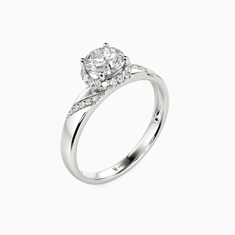 "Everlasting Love" Round Cut Halo Engagement Ring