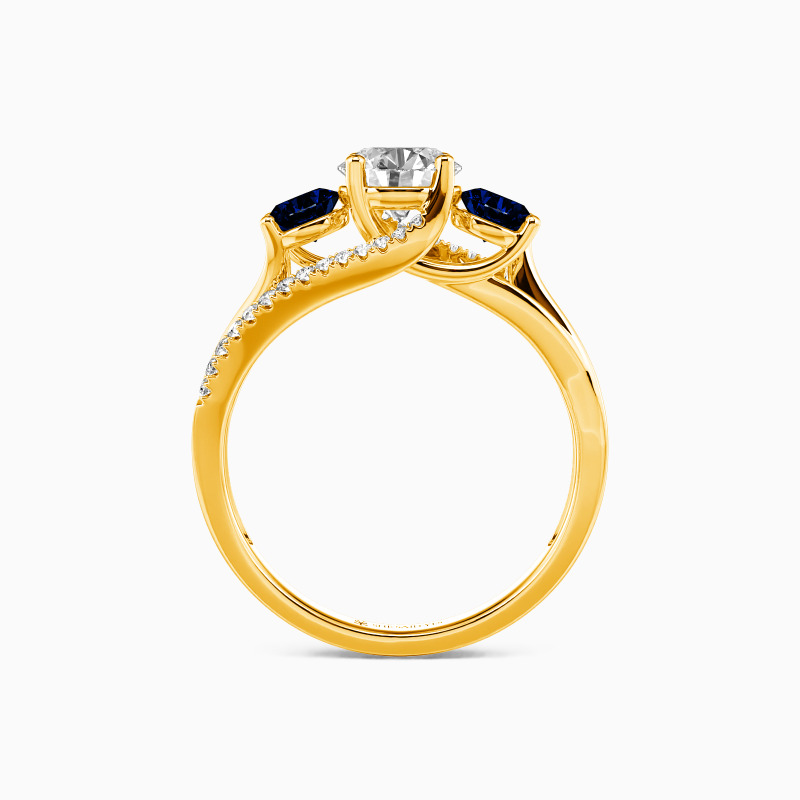 "With Love Stand By" Round Cut Three Stone Engagement Ring