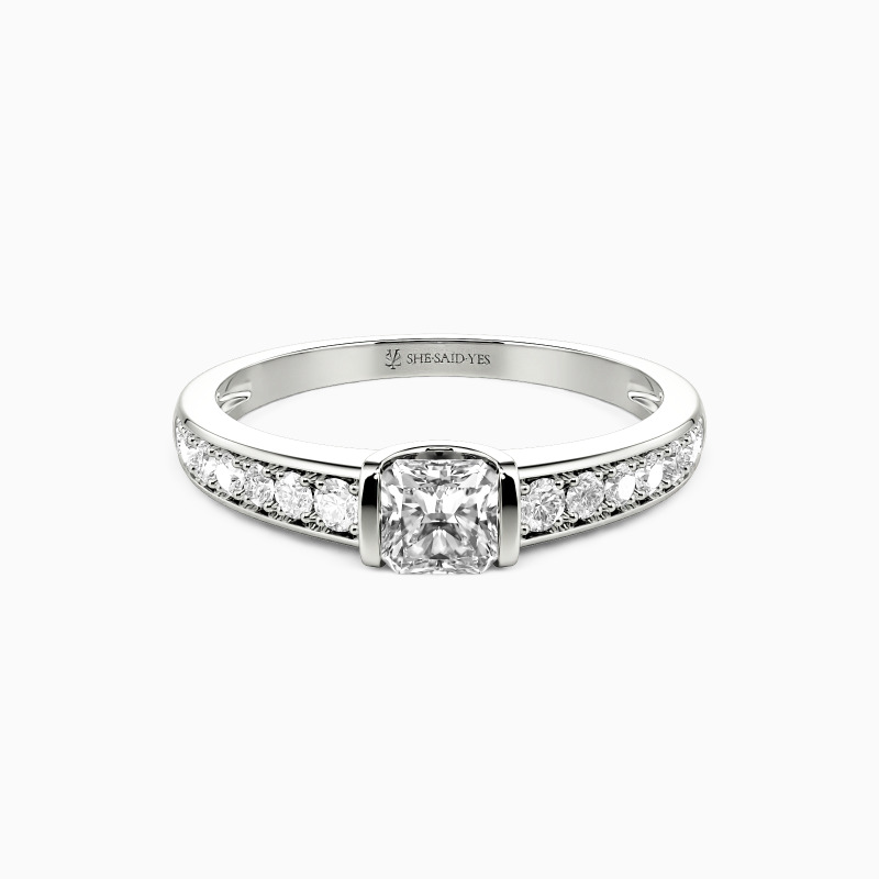 "The Long Milky Way" 0.35ct Radiant Cut Side Stone Engagement Ring
