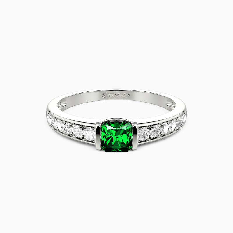 "The Long Milky Way" 0.35ct Radiant Cut Side Stone Engagement Ring
