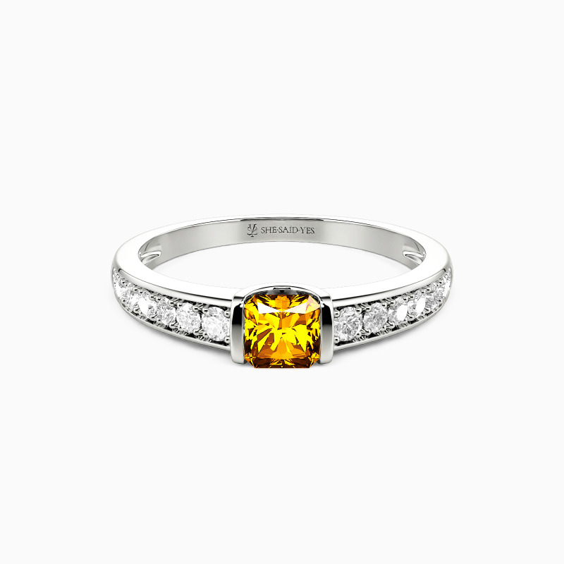 "The Long Milky Way" 0.35ct Radiant Cut Side Stone Engagement Ring
