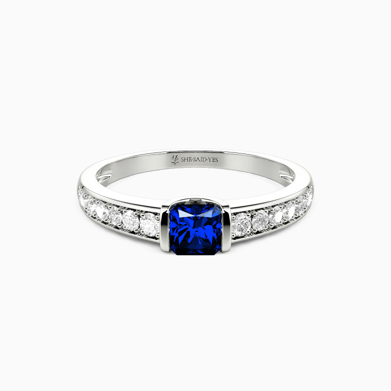 "The Long Milky Way" 0.35ct Radiant Cut Side Stone Engagement Ring