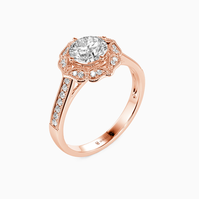 "Pure Light" Round Cut Halo Engagement Ring