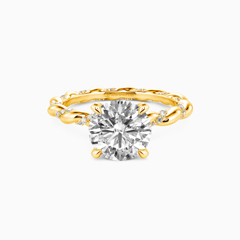 "Fated Fascination" Round Cut Side Stone Engagement Ring