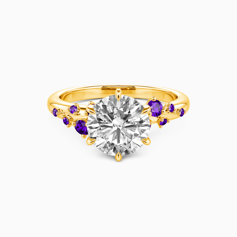 "Stay by Your Side" Round Cut Side Stone Engagement Ring