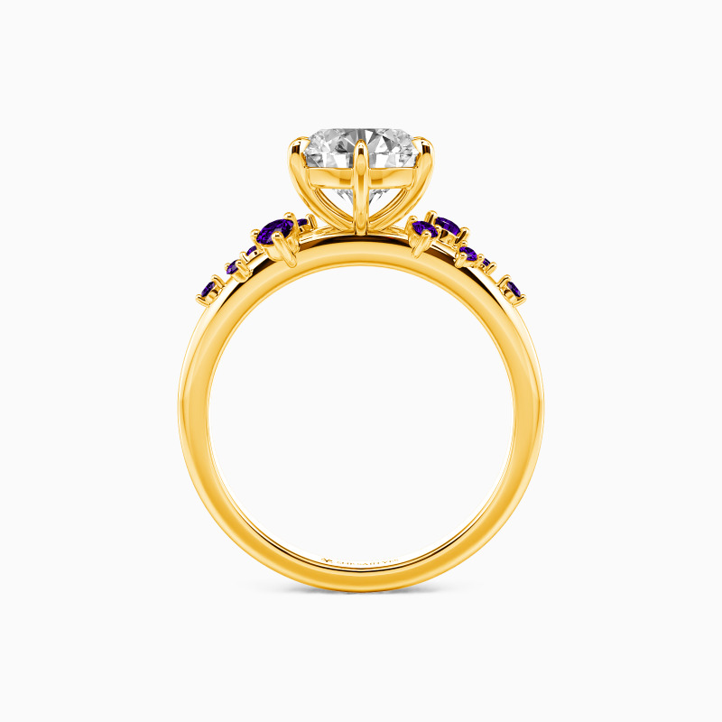 "Stay by Your Side" Round Cut Side Stone Engagement Ring