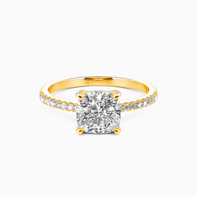 "I Want To Hold Your Hand" 2ct Cushion Cut Side Stone Engagement Ring