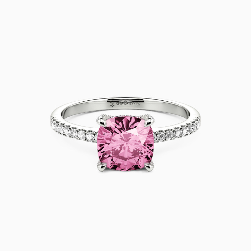 "I Want To Hold Your Hand" 1ct Cushion Cut Side Stone Engagement Ring