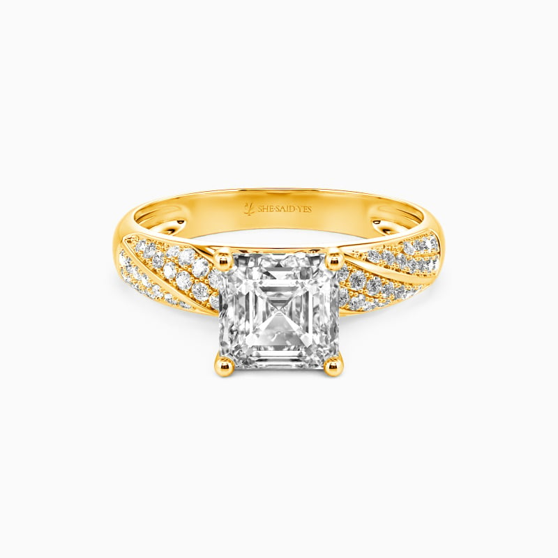 "Your Sweetness" Asscher Cut Side Stone Engagement Ring