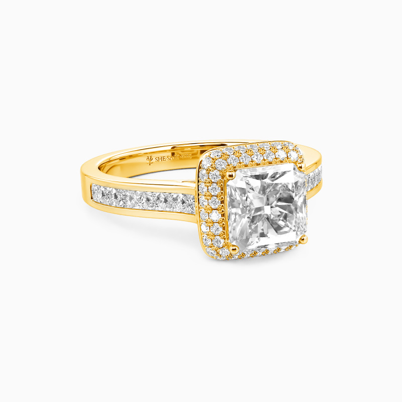 "Our Forever" Radiant Cut Halo Engagement Ring