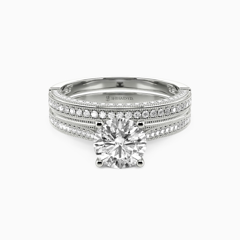 "You're My World" Round Cut 2pcs Bridal Set