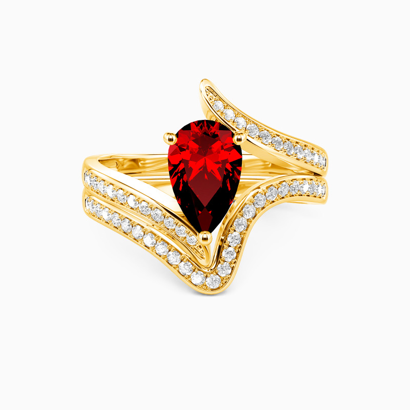 "The Lord of Love" Pear Cut Sculptural 2pcs Bridal Set