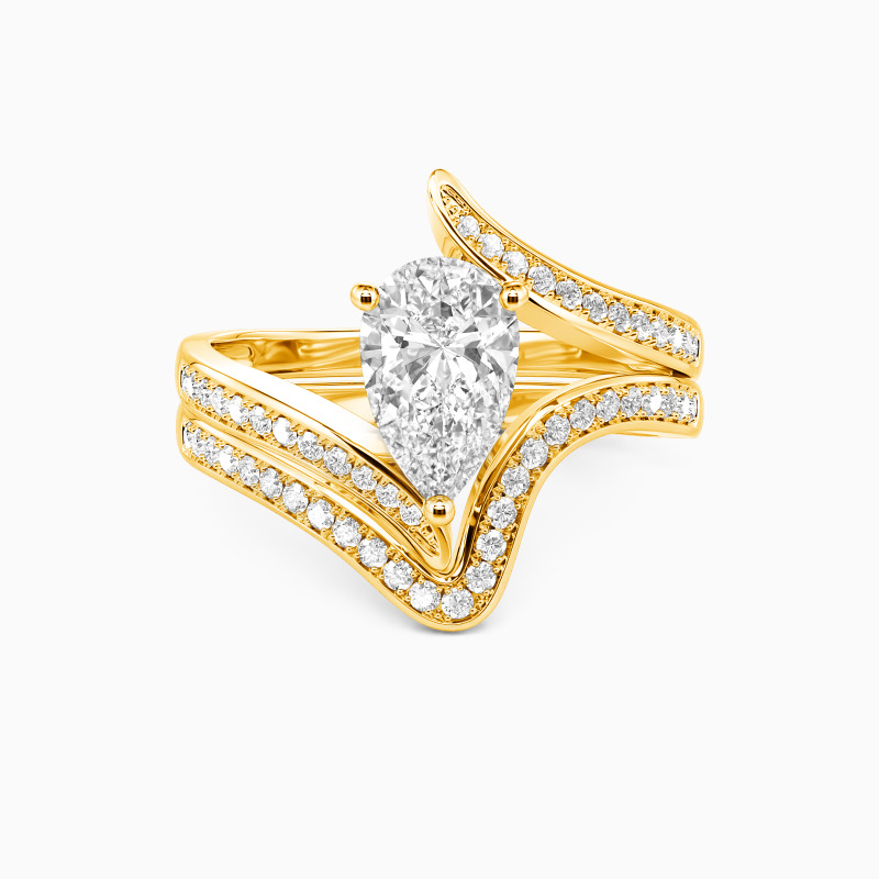"The Lord of Love" Pear Cut Sculptural 2pcs Bridal Set