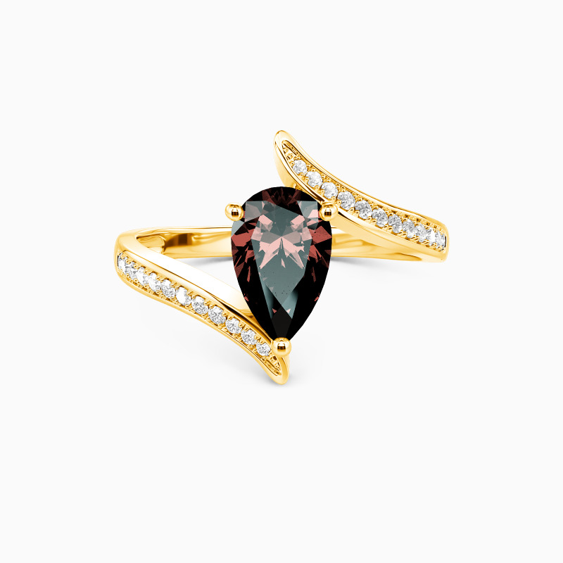 "The Lord of Love" Pear Cut Sculptural Side Stone Engagement Ring