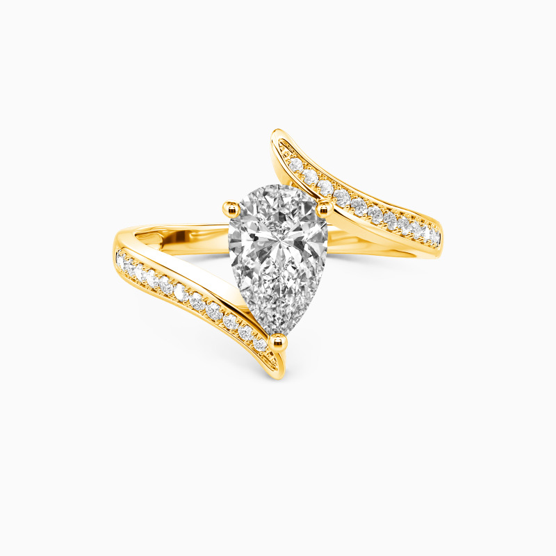 "The Lord of Love" Pear Cut Sculptural Side Stone Engagement Ring