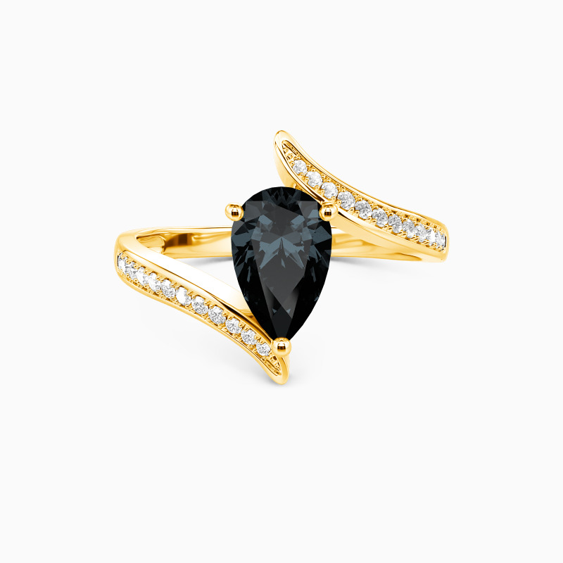 "The Lord of Love" Pear Cut Sculptural Side Stone Engagement Ring