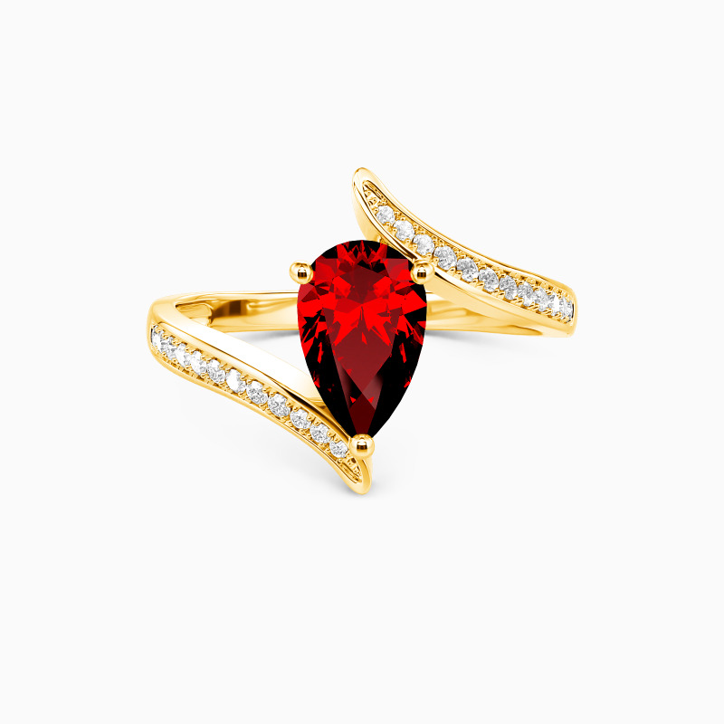 "The Lord of Love" Pear Cut Sculptural Side Stone Engagement Ring