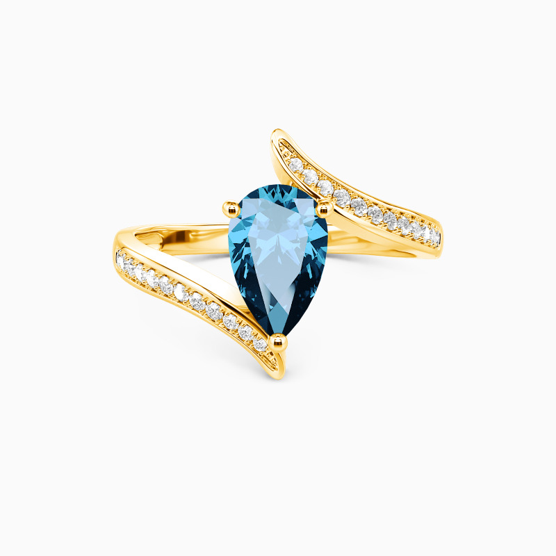 "The Lord of Love" Pear Cut Sculptural Side Stone Engagement Ring