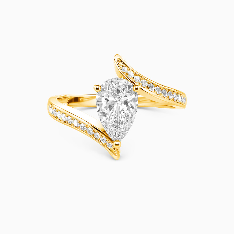 "The Lord of Love" Pear Cut Sculptural Side Stone Engagement Ring