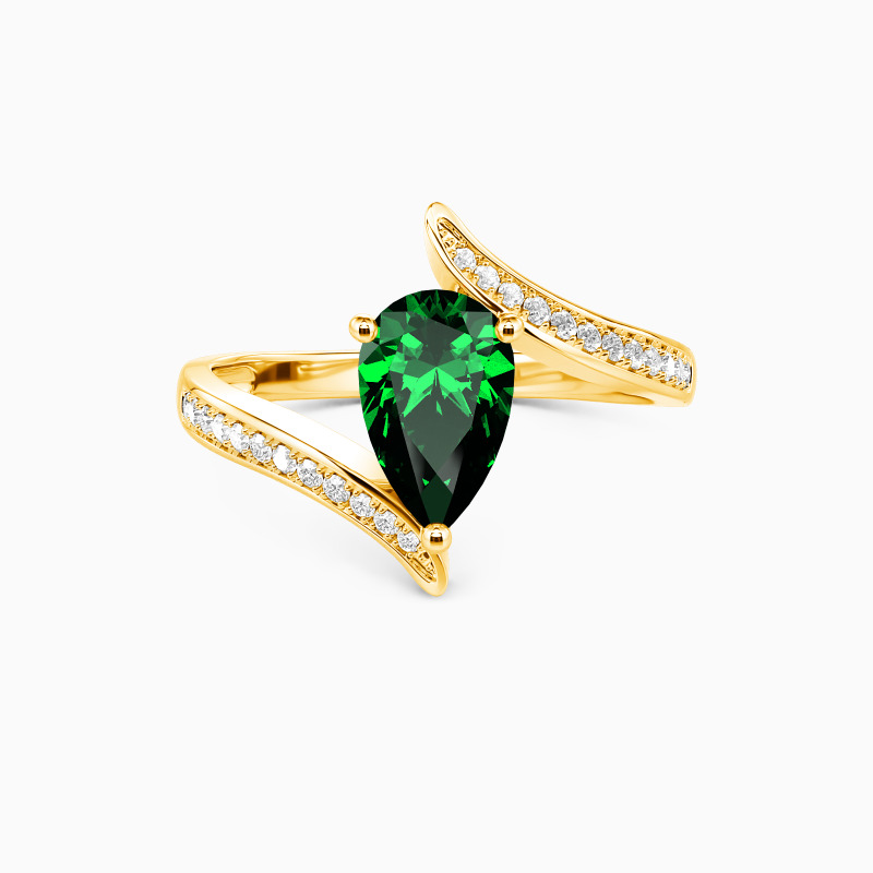 "The Lord of Love" Pear Cut Sculptural Side Stone Engagement Ring