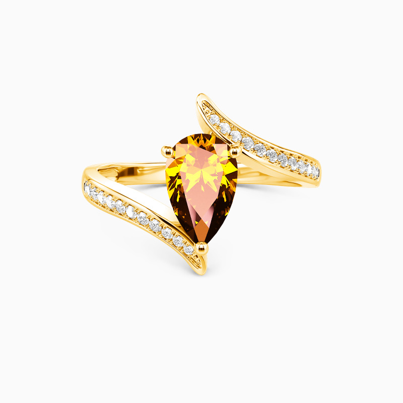 "The Lord of Love" Pear Cut Sculptural Side Stone Engagement Ring