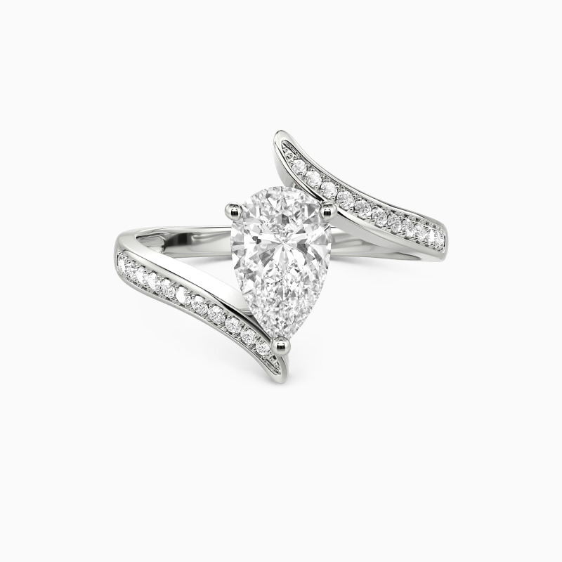 "The Lord of Love" Pear Cut Sculptural Side Stone Engagement Ring