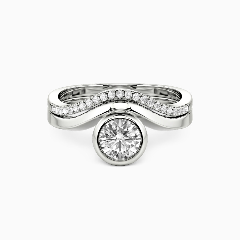 "Forever More" Round Cut Sculptural 2pcs Bridal Set