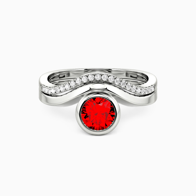 "Forever More" Round Cut Sculptural 2pcs Bridal Set