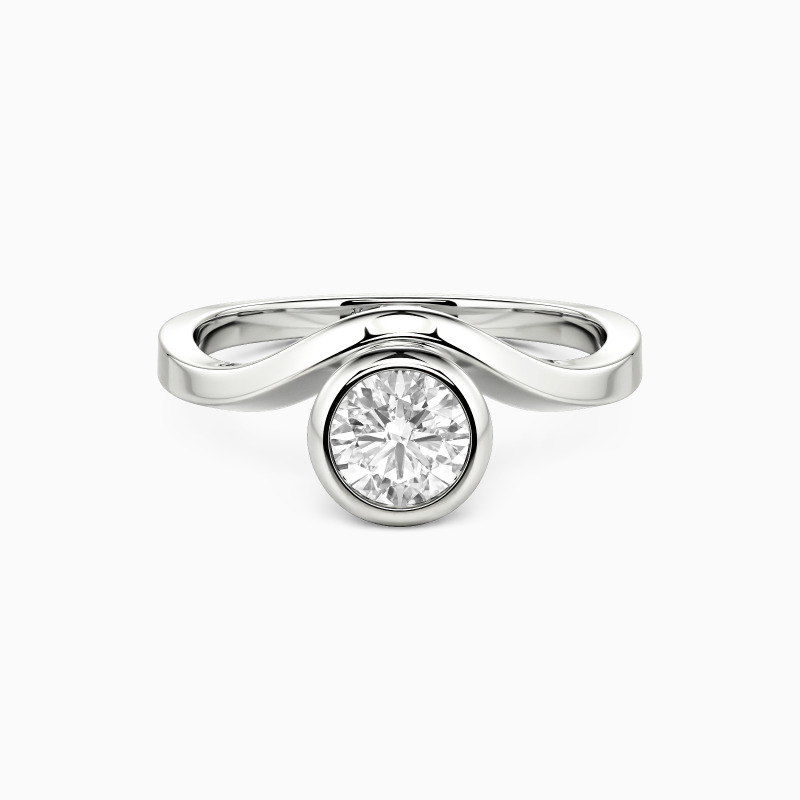"Pour Toujours Plus" Bague de fiançailles solitaire à coupe ronde et sculpture