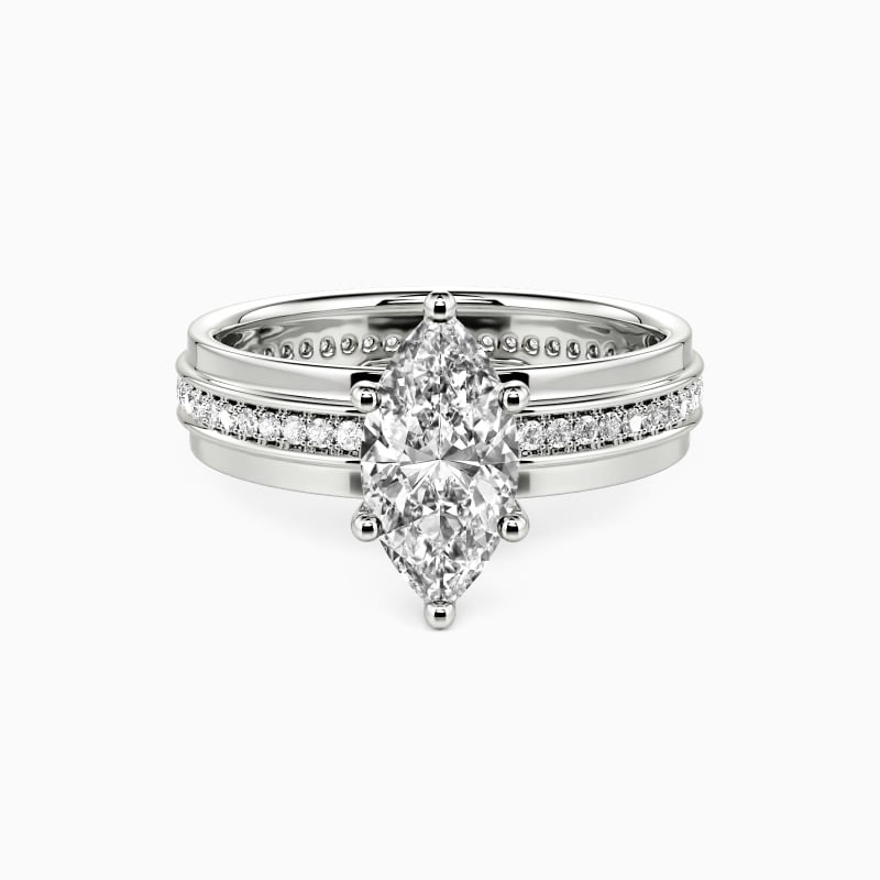 "Stuck With You" Marquise Cut Side Stone Engagement Ring
