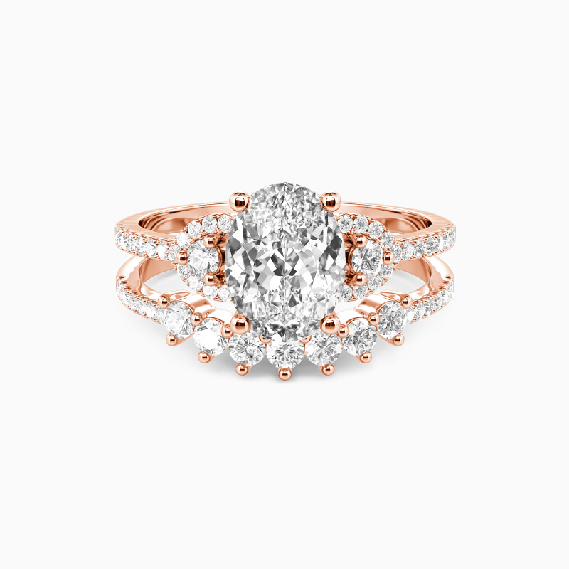 "One Love, One Life" Oval Cut 2pcs Bridal Set