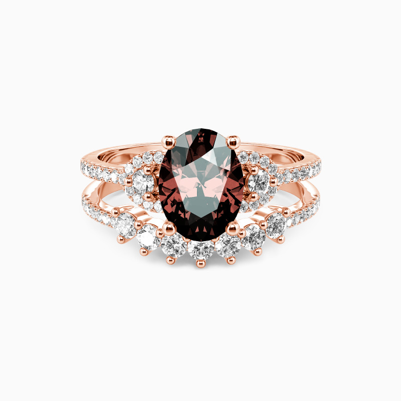 "One Love, One Life" Oval Cut 2pcs Bridal Set