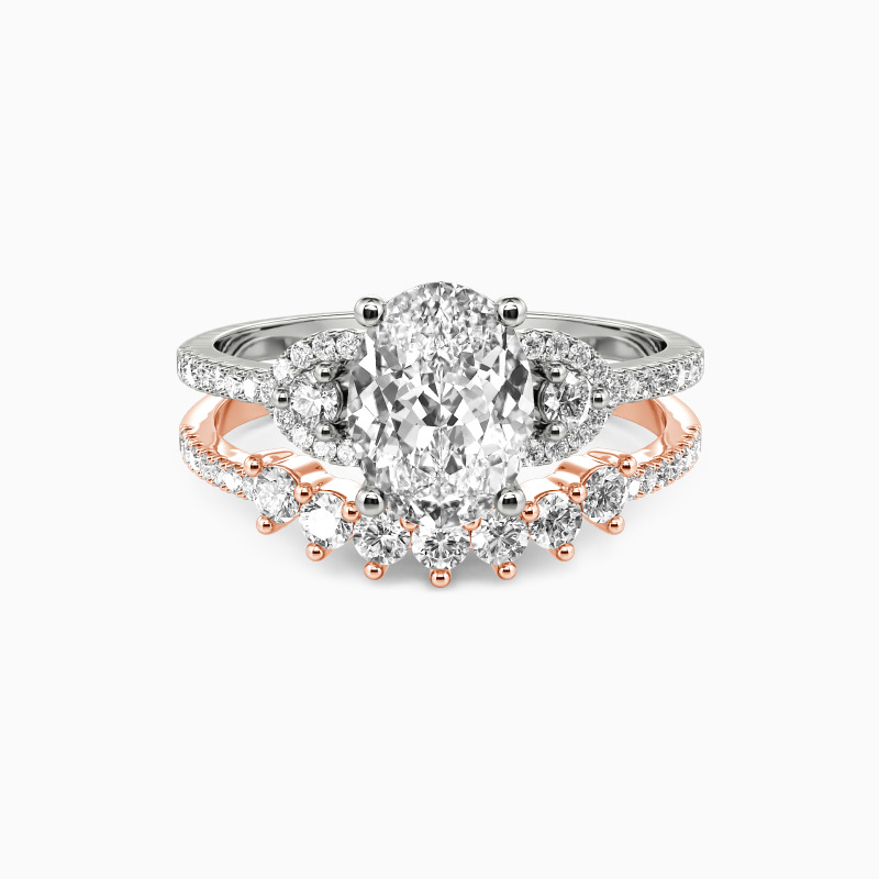 "One Love, One Life" Oval Cut 2pcs Bridal Set